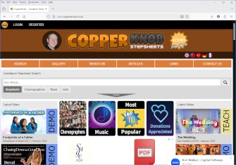 Link to and image of the Copperknob dance stepsheet site